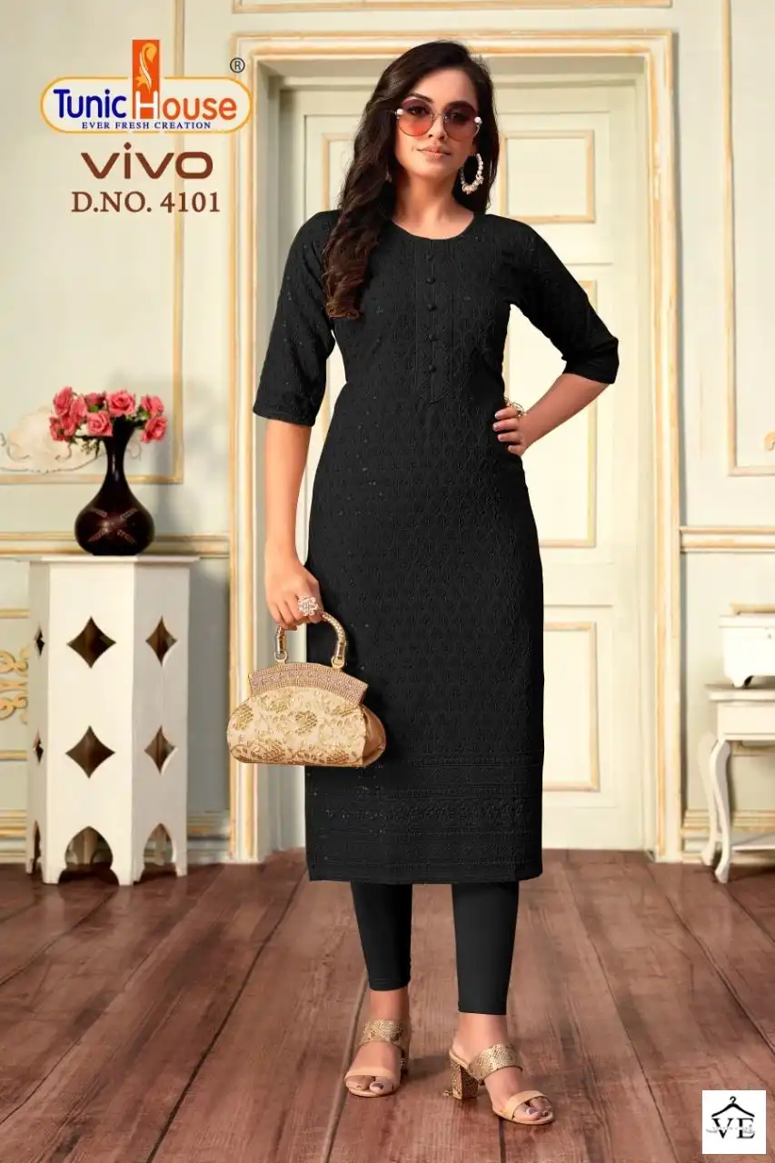 Tunic House Vivo Viscose Rayon Wholesale Kurti Catalog — Wholesale Kurtis, MPA wholesale from Surat - Gallery Image 8