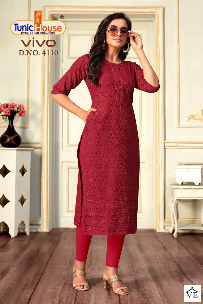 Tunic House Vivo Viscose Rayon Wholesale Kurti Catalog — Wholesale Kurtis, MPA wholesale from Surat - Gallery Image 2