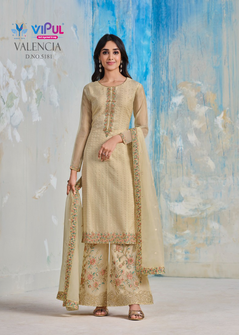 Vipul Valencia Soft Organza Satin Wholesale Designer Salwar Suit Catalog — Wholesale Salwar Suits, MPA wholesale from Surat — view 2