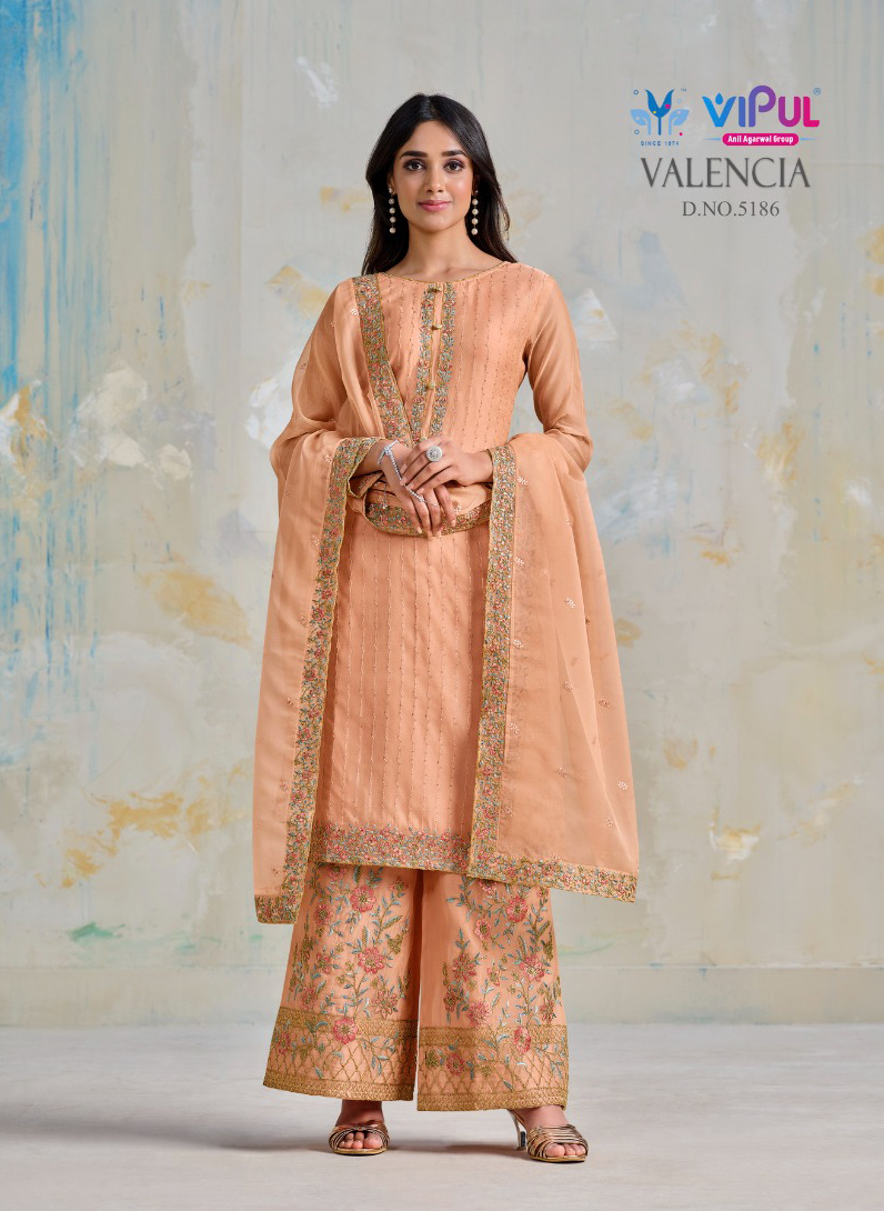 Vipul Valencia Soft Organza Satin Wholesale Designer Salwar Suit Catalog — Wholesale Salwar Suits, MPA wholesale from Surat — view 6