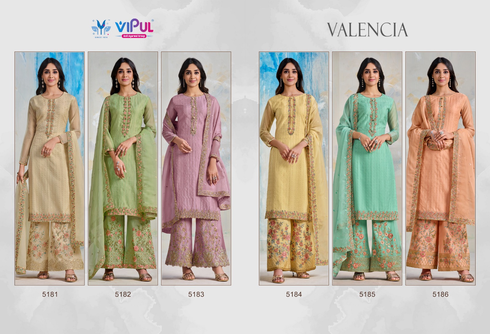 Vipul Valencia Soft Organza Satin Wholesale Designer Salwar Suit Catalog — Wholesale Salwar Suits, MPA wholesale from Surat — view 7