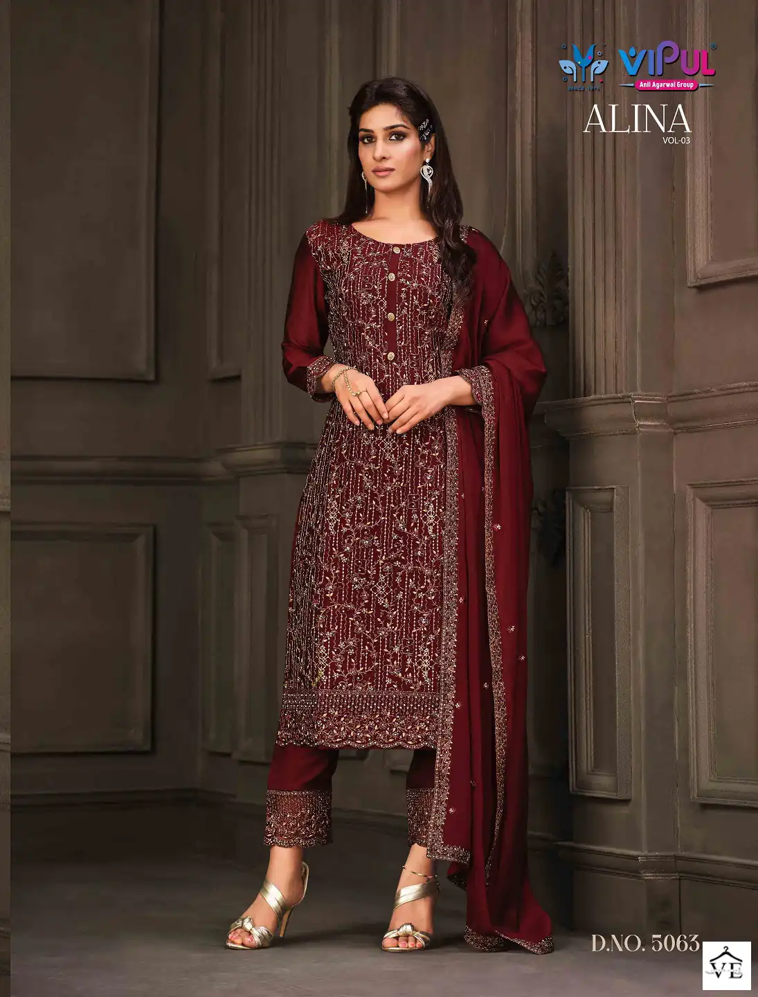 Vipul Alina Vol 3 2 Tone Cationic Georgette Wholesale Salwar Suit Catalog — Wholesale Salwar Suits, MPA wholesale from Surat - Gallery Image 5