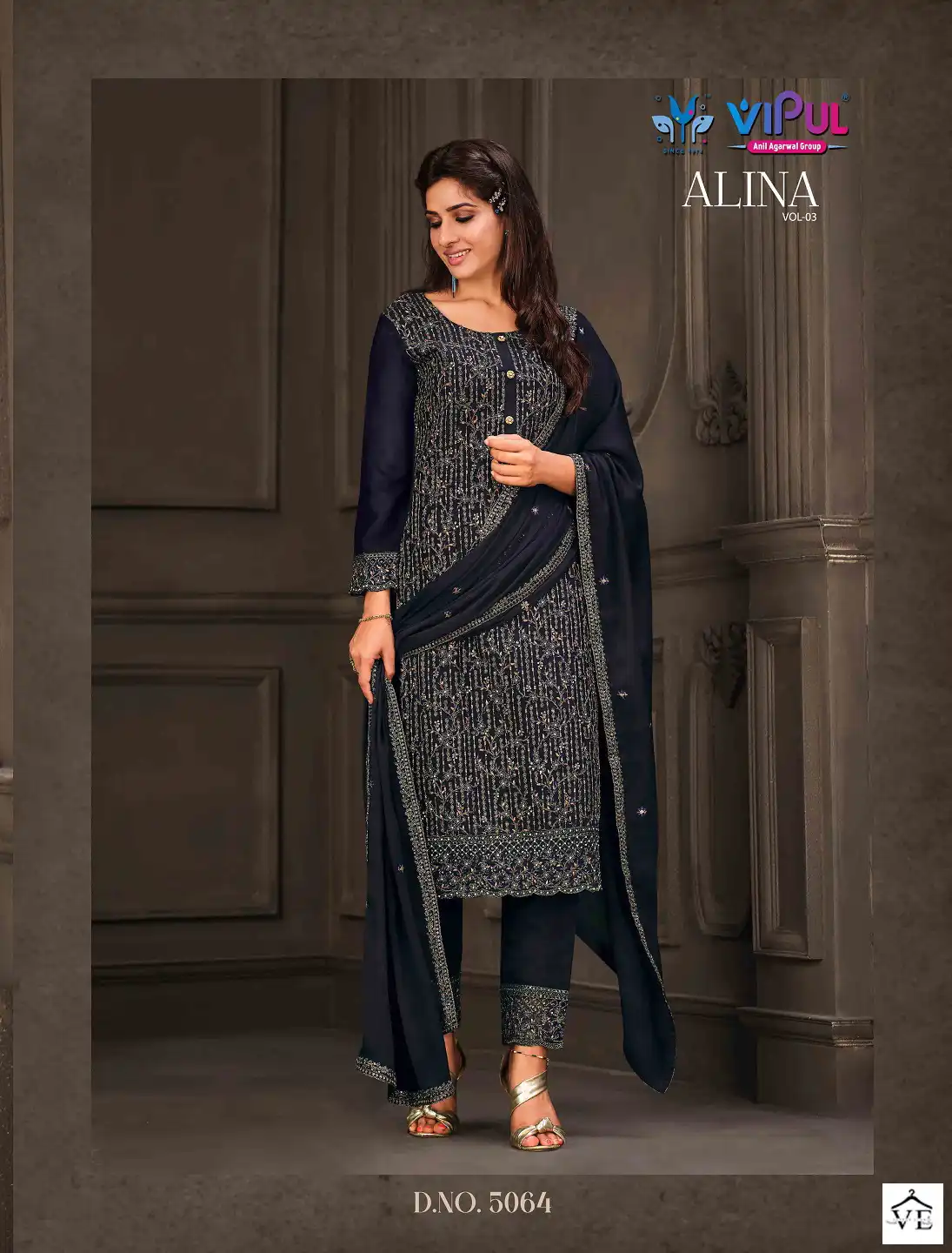 Vipul Alina Vol 3 2 Tone Cationic Georgette Wholesale Salwar Suit Catalog — Wholesale Salwar Suits, MPA wholesale from Surat - Gallery Image 6