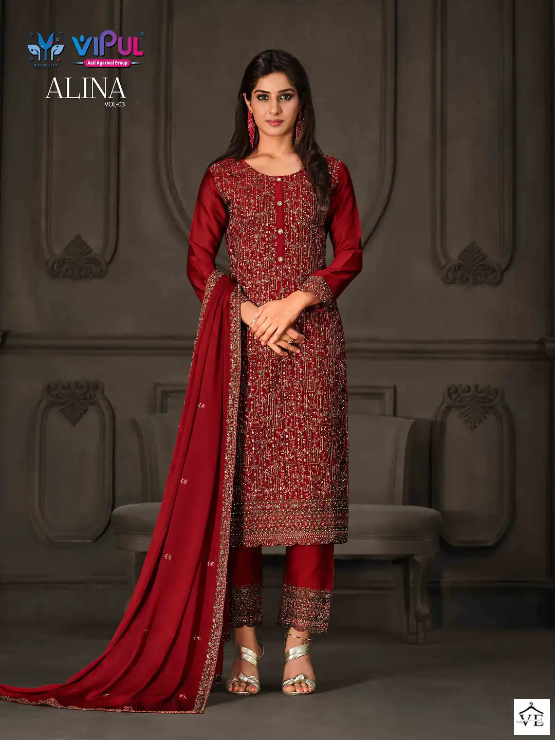 Vipul Alina Vol 3 2 Tone Cationic Georgette Wholesale Salwar Suit Catalog — Wholesale Salwar Suits, MPA wholesale from Surat - Gallery Image 2
