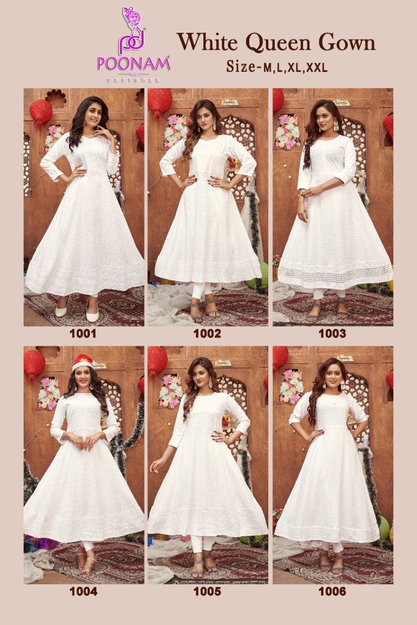 Poonam Designer White Queen Rayon Wholesale Long Gown Catalog — Wholesale Kurtis, MPA wholesale from Surat — view 6