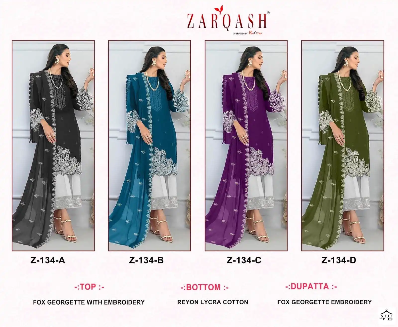 Zarqash Z 134 Georgette Wholesale Pakistani Readymade Salwar Suit Catalog — Wholesale Salwar Suits, MPA wholesale from Surat — view 10