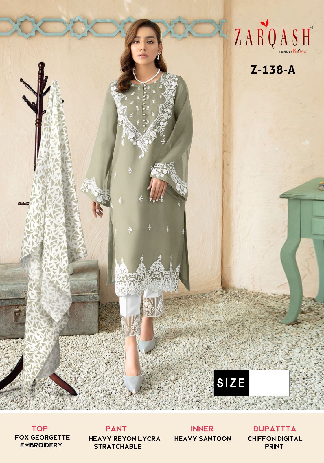 Zarqash Z 138 Georgette Wholesale Pakistani Readymade Salwar Suit Catalog — Wholesale Salwar Suits, MPA wholesale from Surat - Gallery Image 3
