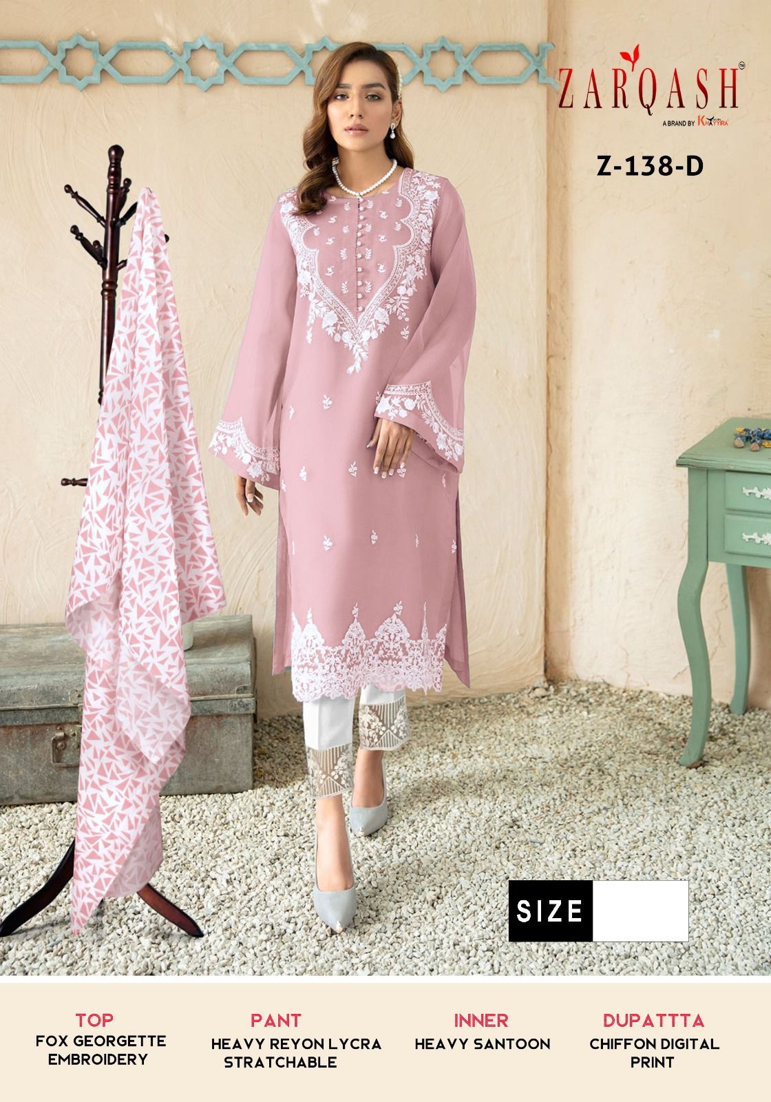 Zarqash Z 138 Georgette Wholesale Pakistani Readymade Salwar Suit Catalog — Wholesale Salwar Suits, MPA wholesale from Surat - Gallery Image 4