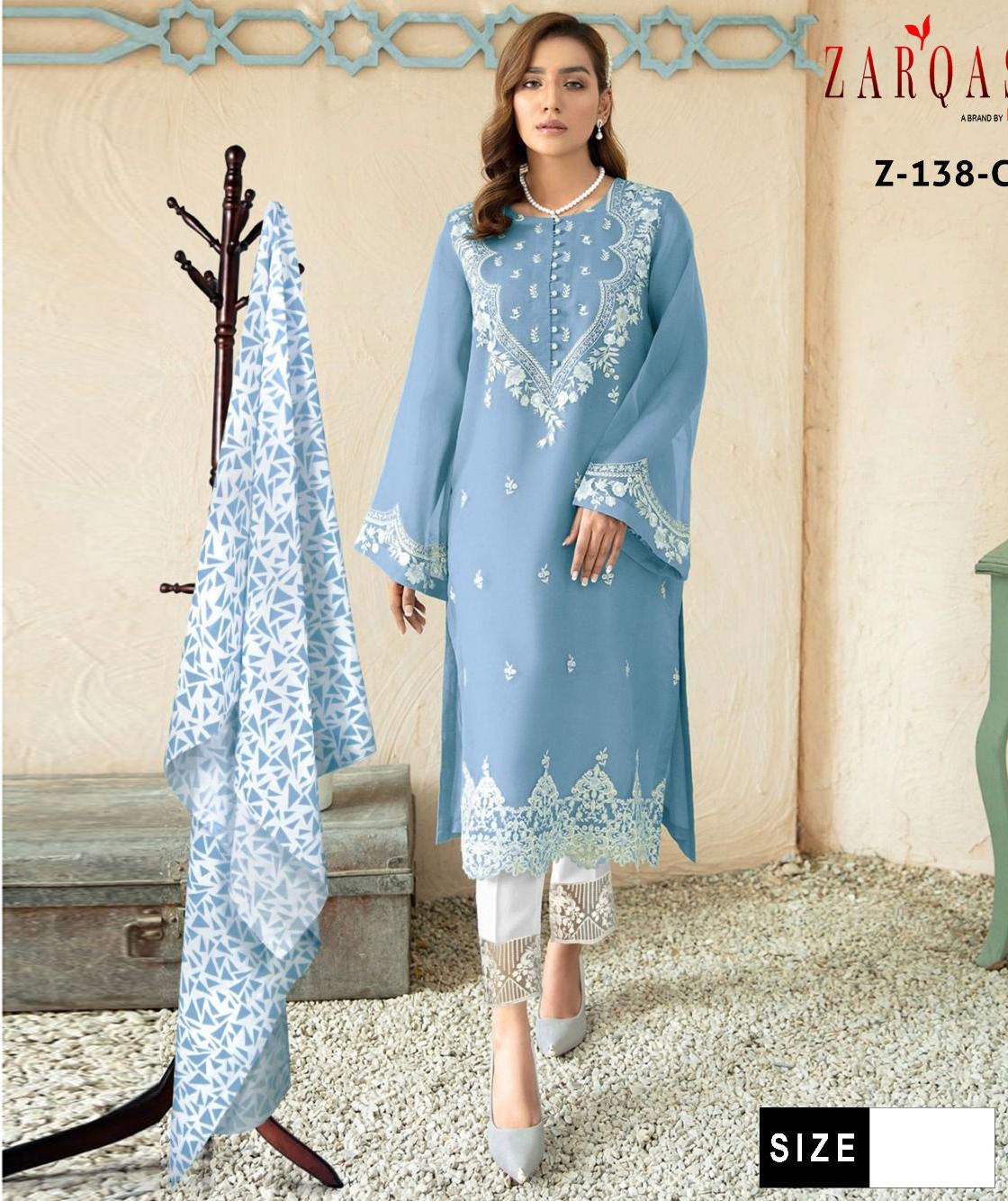 Zarqash Z 138 Georgette Wholesale Pakistani Readymade Salwar Suit Catalog — Wholesale Salwar Suits, MPA wholesale from Surat — view 1
