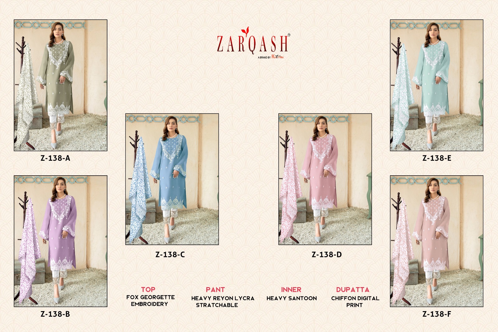 Zarqash Z 138 Georgette Wholesale Pakistani Readymade Salwar Suit Catalog — Wholesale Salwar Suits, MPA wholesale from Surat — view 7