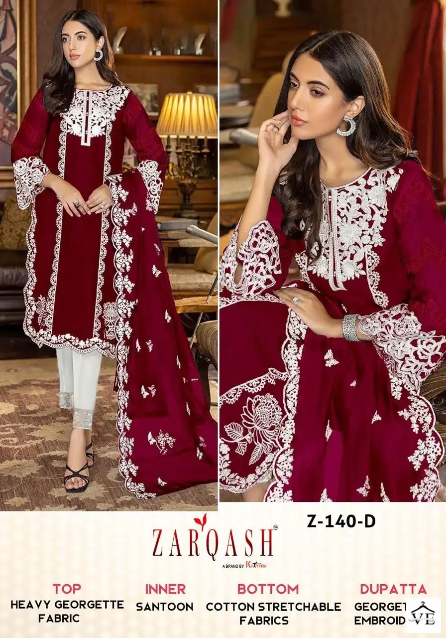 Zarqash Z-140 Georgette Wholesale Readymade Pakistani Suits Catalog — Wholesale Salwar Suits, MPA wholesale from Surat — view 16