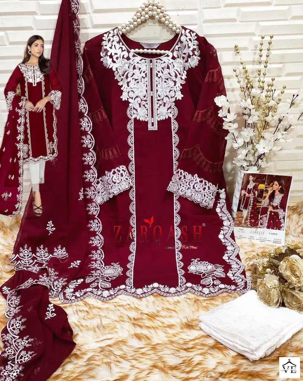 Zarqash Z-140 Georgette Wholesale Readymade Pakistani Suits Catalog — Wholesale Salwar Suits, MPA wholesale from Surat — view 18