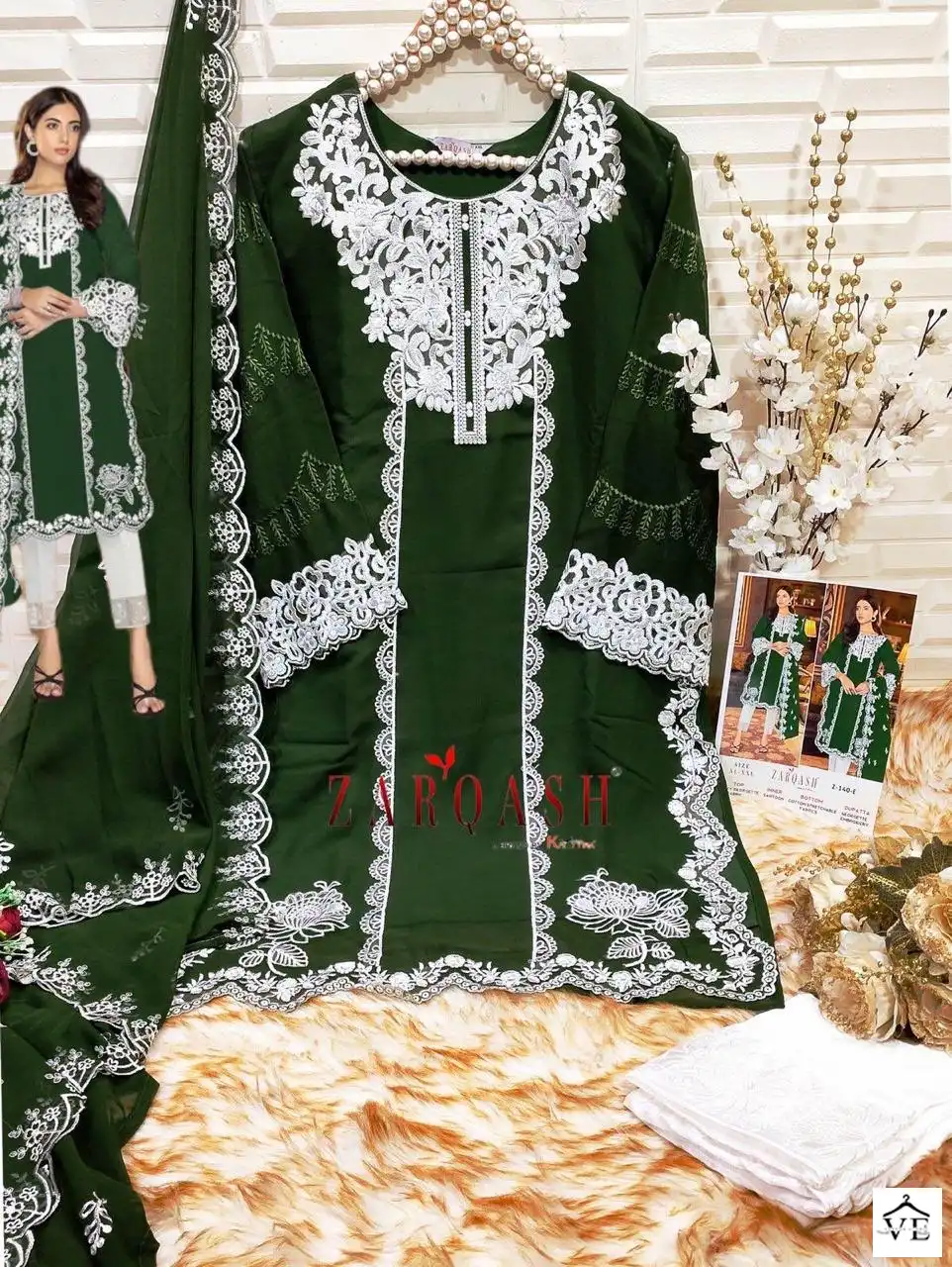 Zarqash Z-140 Georgette Wholesale Readymade Pakistani Suits Catalog — Wholesale Salwar Suits, MPA wholesale from Surat — view 4