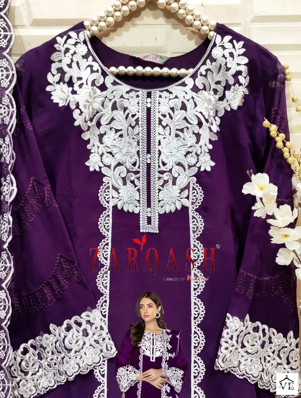 Zarqash Z-140 Georgette Wholesale Readymade Pakistani Suits Catalog — Wholesale Salwar Suits, MPA wholesale from Surat — view 6