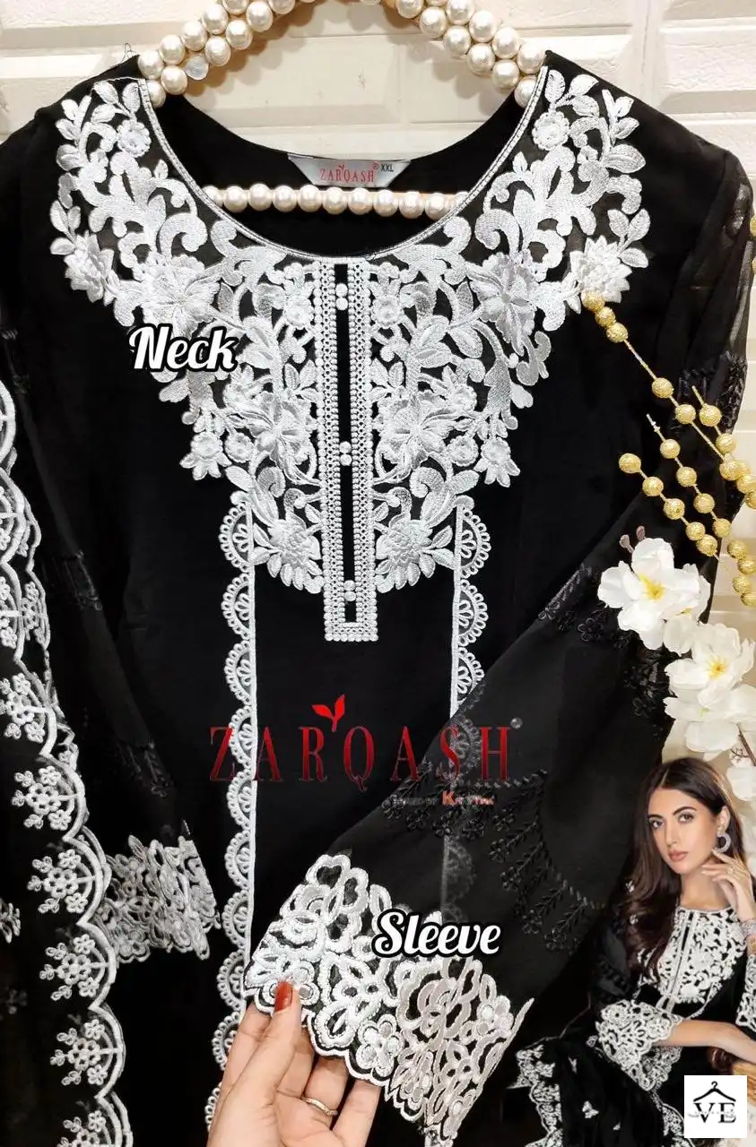 Zarqash Z-140 Georgette Wholesale Readymade Pakistani Suits Catalog — Wholesale Salwar Suits, MPA wholesale from Surat — view 8