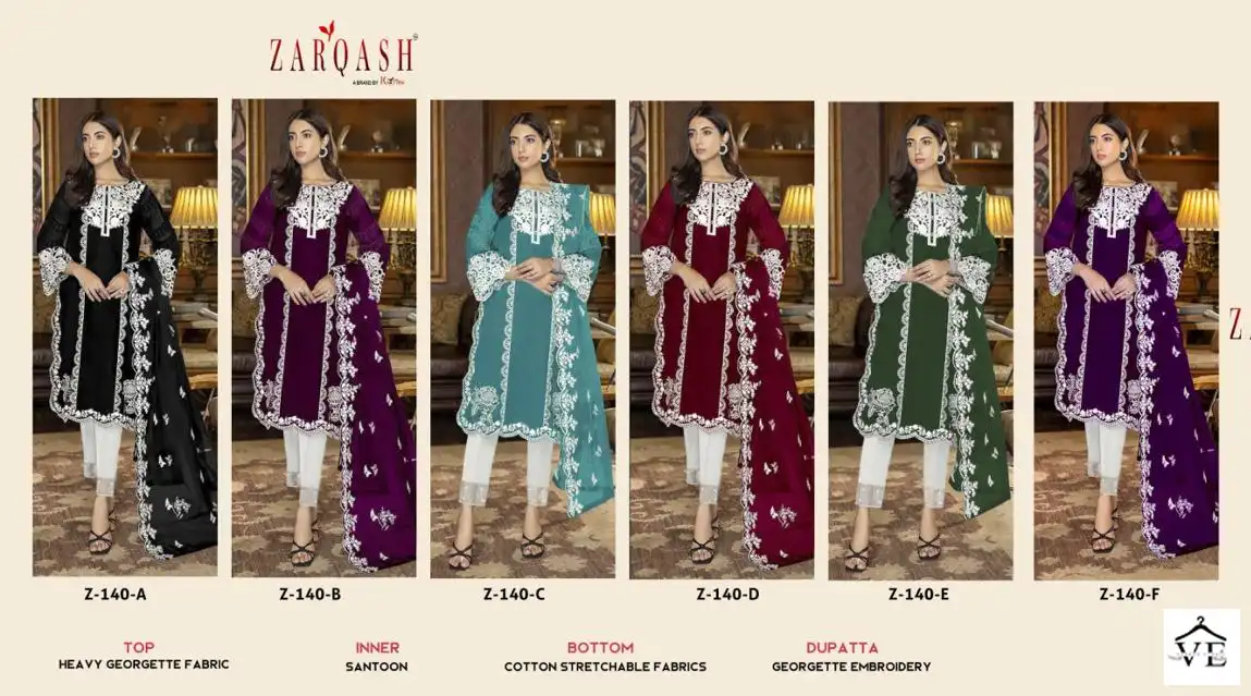 Zarqash Z-140 Georgette Wholesale Readymade Pakistani Suits Catalog — Wholesale Salwar Suits, MPA wholesale from Surat — view 19