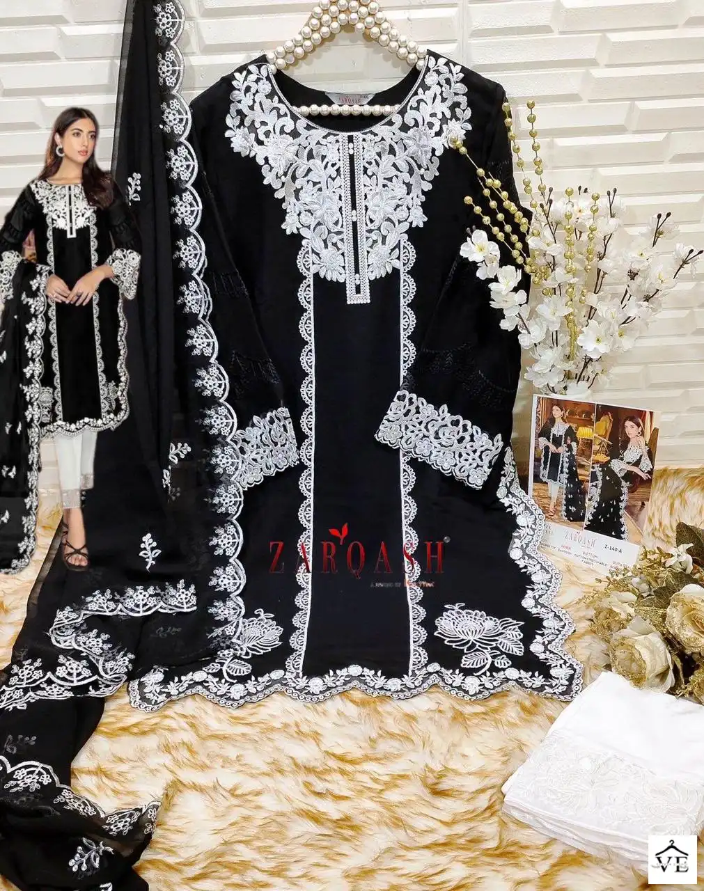 Zarqash Z-140 Georgette Wholesale Readymade Pakistani Suits Catalog — Wholesale Salwar Suits, MPA wholesale from Surat — view 9