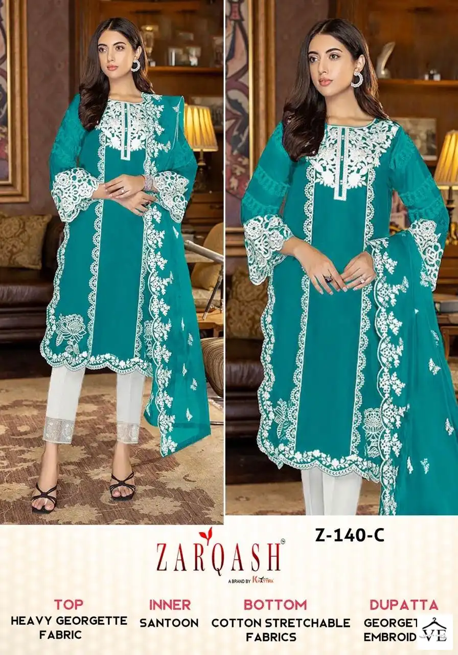 Zarqash Z-140 Georgette Wholesale Readymade Pakistani Suits Catalog — Wholesale Salwar Suits, MPA wholesale from Surat — view 13