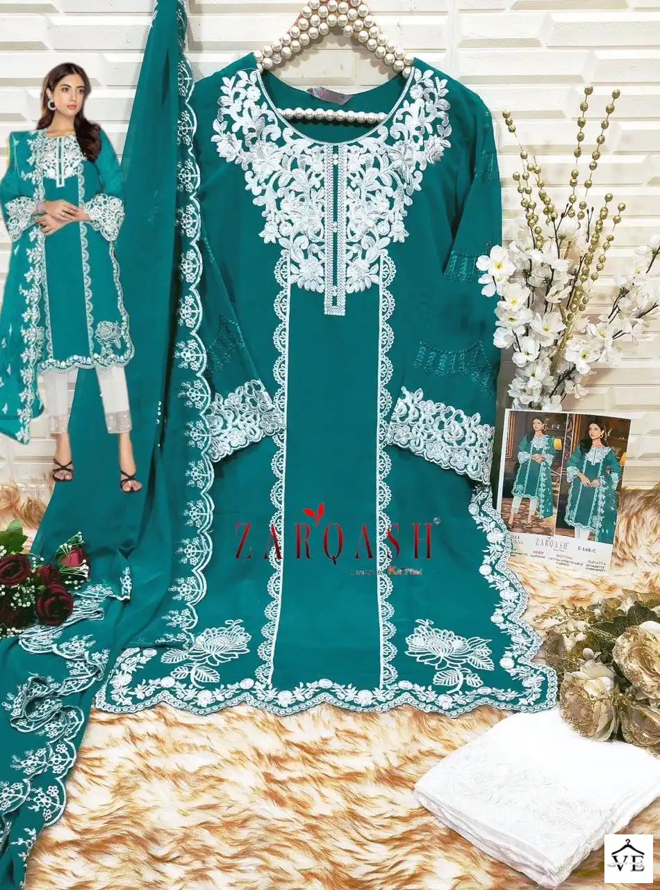 Zarqash Z-140 Georgette Wholesale Readymade Pakistani Suits Catalog — Wholesale Salwar Suits, MPA wholesale from Surat — view 15
