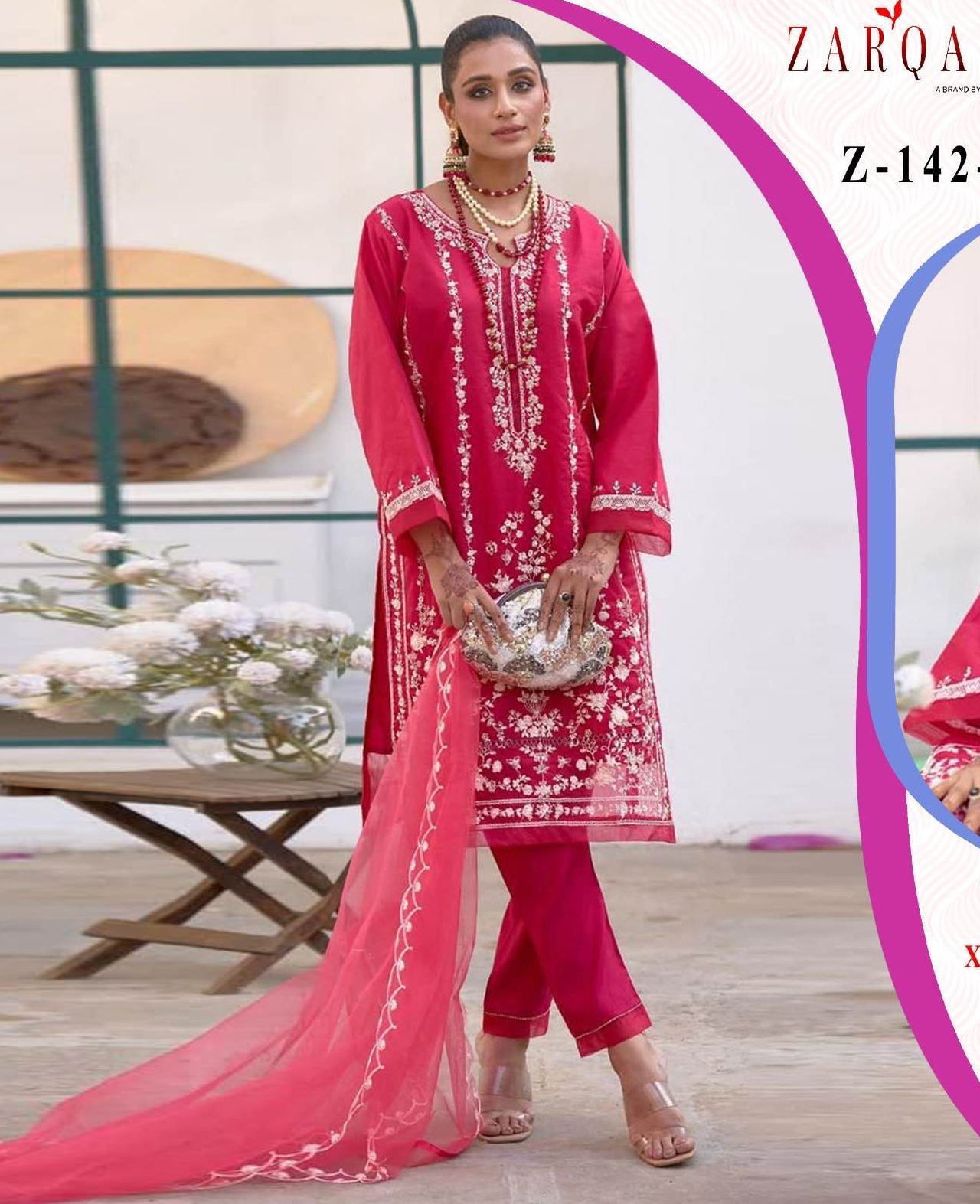 Zarqash Z 142 Georgette Wholesale Pakistani Readymade Salwar Suit Catalog — Wholesale Salwar Suits, MPA wholesale from Surat — view 1