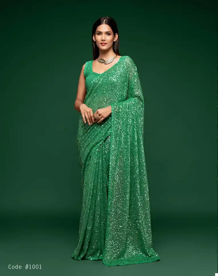 Zeel Ruby Sequined Georgette Wholesale Party Wear Saree Catalog — Wholesale Sarees, MPA wholesale from Surat - Gallery Image 2