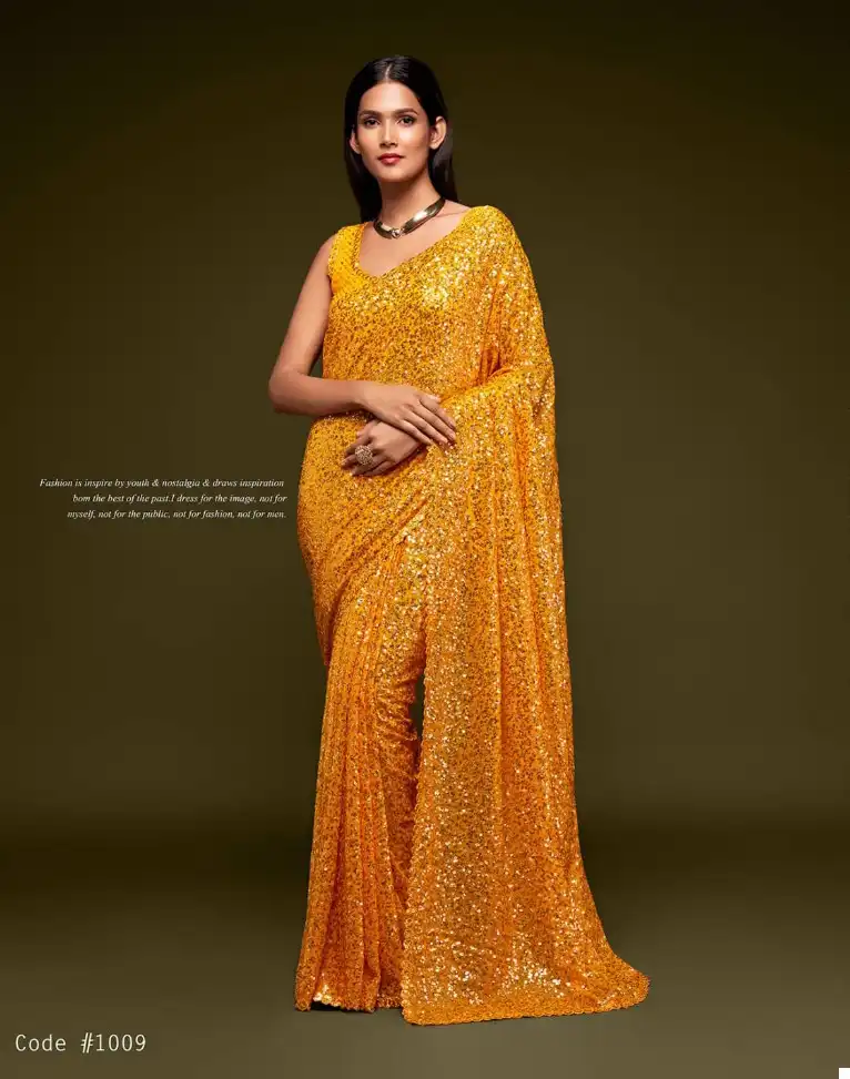 Zeel Ruby Sequined Georgette Wholesale Party Wear Saree Catalog — Wholesale Sarees, MPA wholesale from Surat - Gallery Image 11