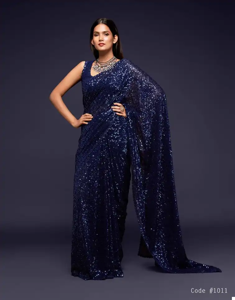 Zeel Ruby Sequined Georgette Wholesale Party Wear Saree Catalog — Wholesale Sarees, MPA wholesale from Surat - Gallery Image 12