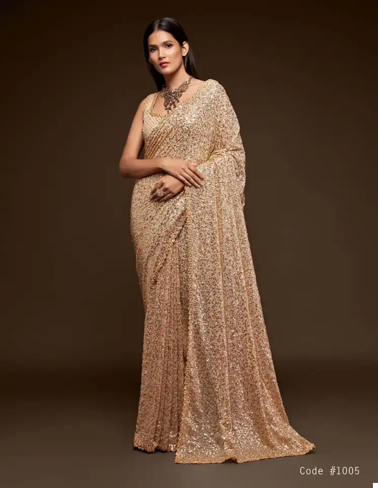 Zeel Ruby Sequined Georgette Wholesale Party Wear Saree Catalog — Wholesale Sarees, MPA wholesale from Surat - Gallery Image 5