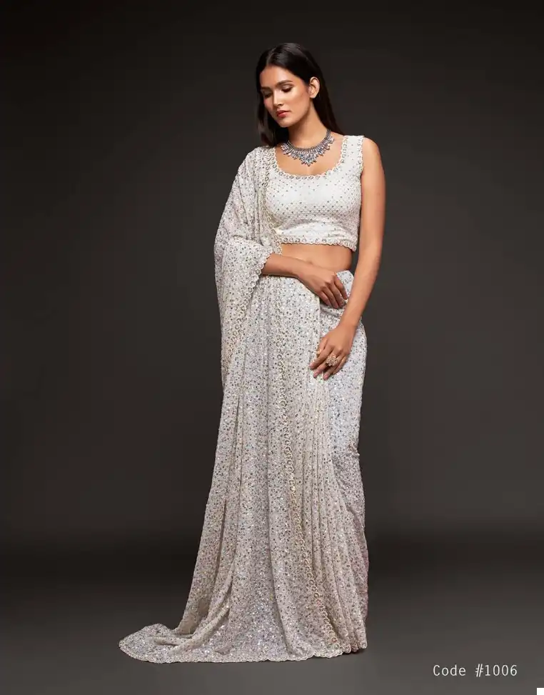 Zeel Ruby Sequined Georgette Wholesale Party Wear Saree Catalog — Wholesale Sarees, MPA wholesale from Surat - Gallery Image 7