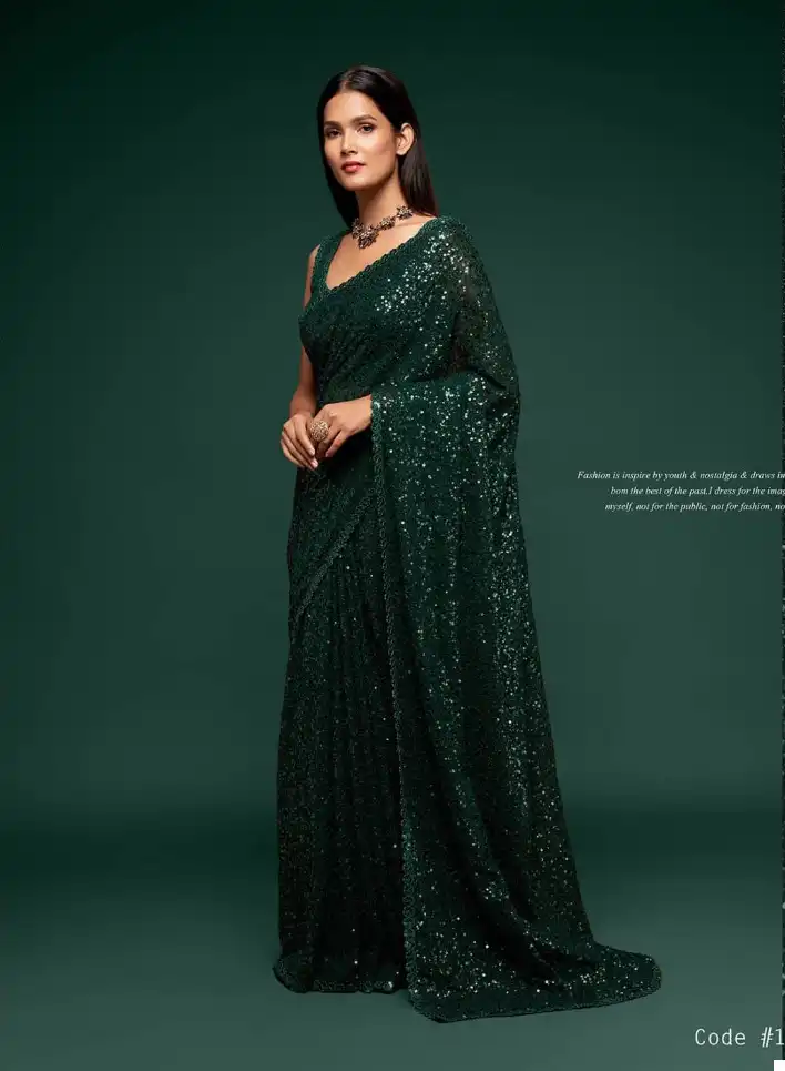 Zeel Ruby Sequined Georgette Wholesale Party Wear Saree Catalog — Wholesale Sarees, MPA wholesale from Surat - Gallery Image 9