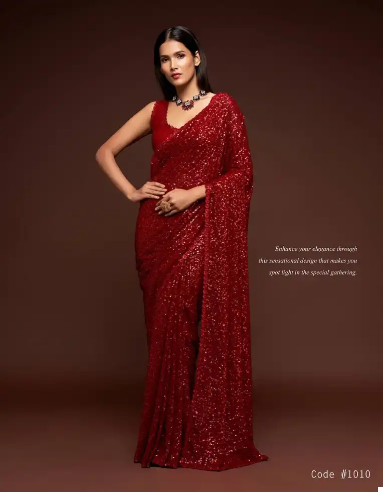Zeel Ruby Sequined Georgette Wholesale Party Wear Saree Catalog — Wholesale Sarees, MPA wholesale from Surat - Gallery Image 10