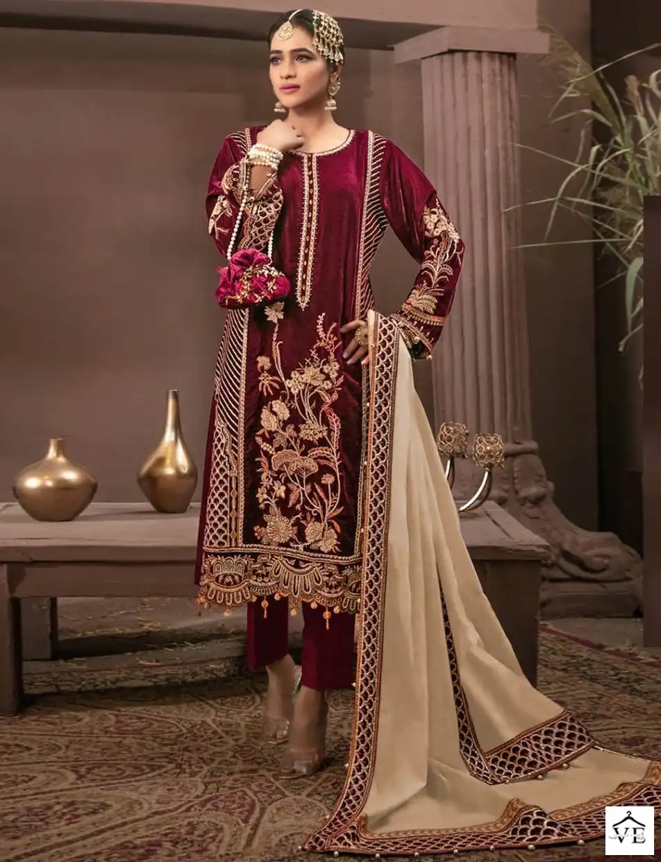 Zarqash Z 3004 Velvet Wholesale Readymade Suits Catalog — Wholesale Salwar Suits, MPA wholesale from Surat — view 1
