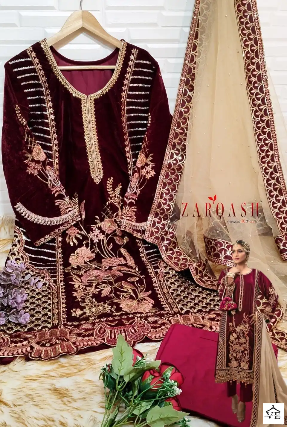 Zarqash Z 3004 Velvet Wholesale Readymade Suits Catalog — Wholesale Salwar Suits, MPA wholesale from Surat - Gallery Image 2