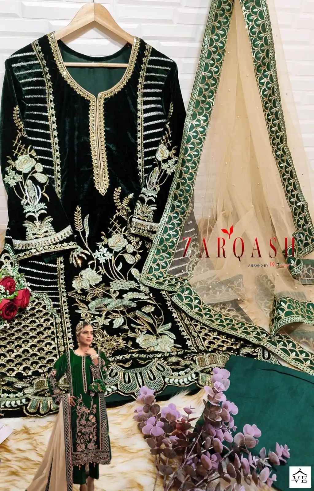 Zarqash Z 3004 Velvet Wholesale Readymade Suits Catalog — Wholesale Salwar Suits, MPA wholesale from Surat - Gallery Image 6