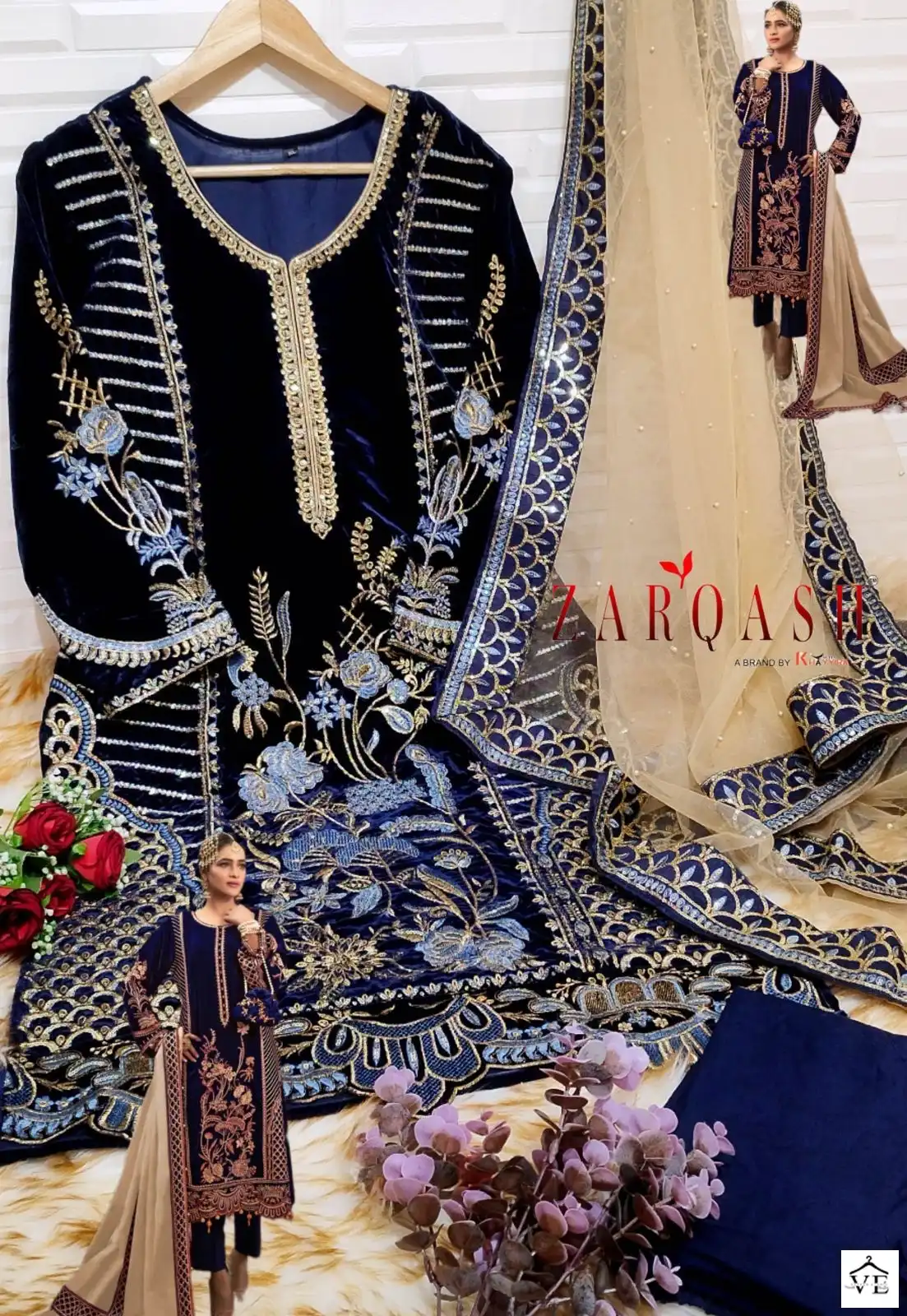 Zarqash Z 3004 Velvet Wholesale Readymade Suits Catalog — Wholesale Salwar Suits, MPA wholesale from Surat - Gallery Image 8