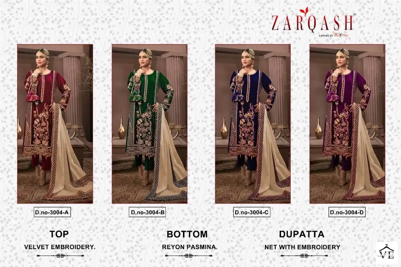 Zarqash Z 3004 Velvet Wholesale Readymade Suits Catalog — Wholesale Salwar Suits, MPA wholesale from Surat — view 9