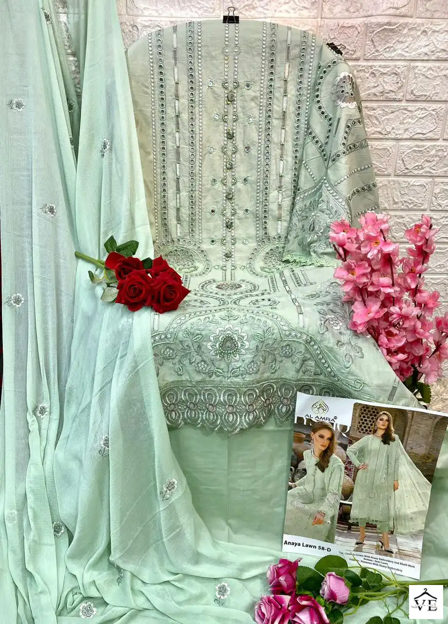 Al Amra ZF Anaya Lawn 58 Cambric Cotton Wholesale Pakistani Suit Catalog — Wholesale Salwar Suits, MPA wholesale from Surat - Gallery Image 8