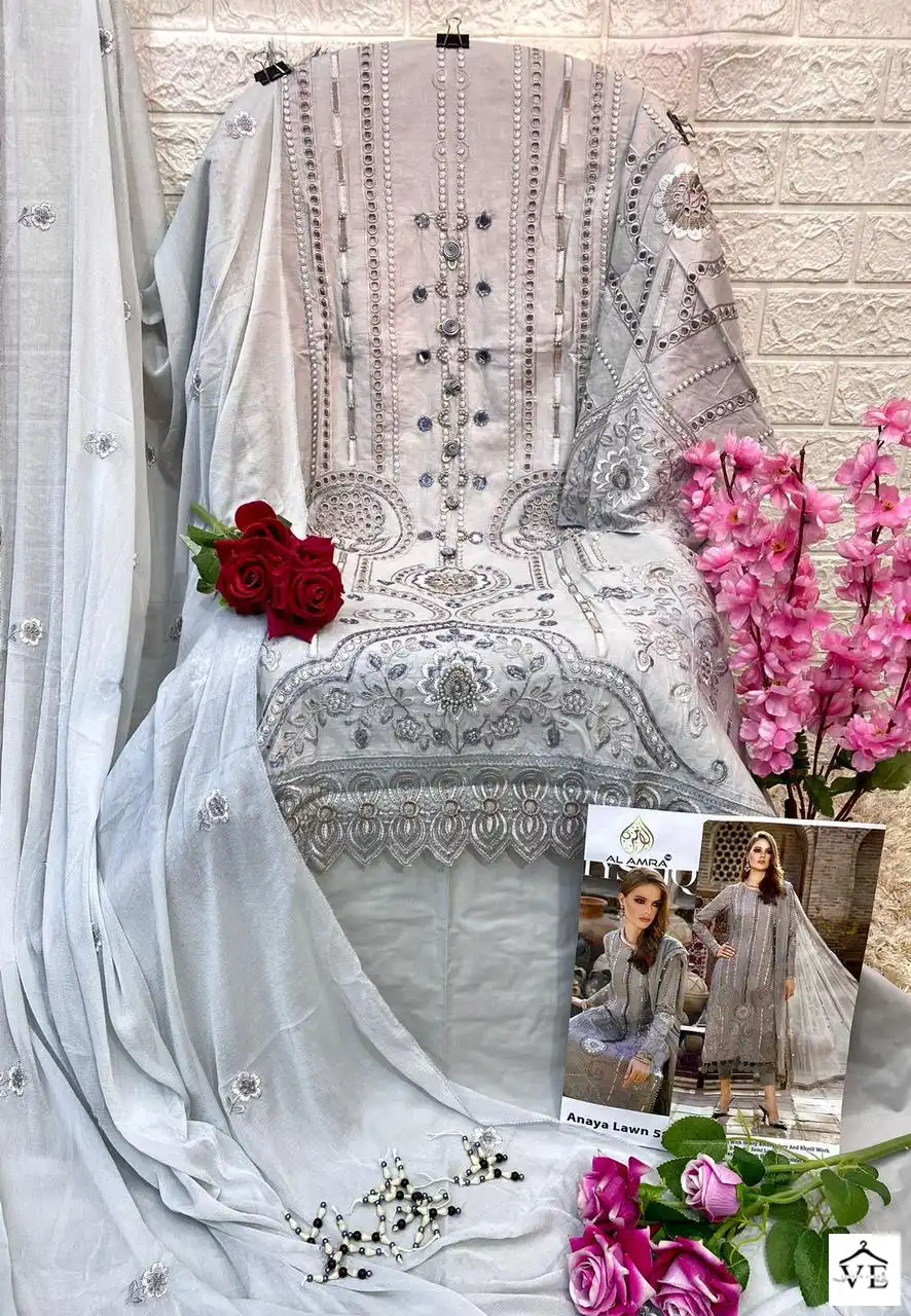 Al Amra ZF Anaya Lawn 58 Cambric Cotton Wholesale Pakistani Suit Catalog — Wholesale Salwar Suits, MPA wholesale from Surat - Gallery Image 11