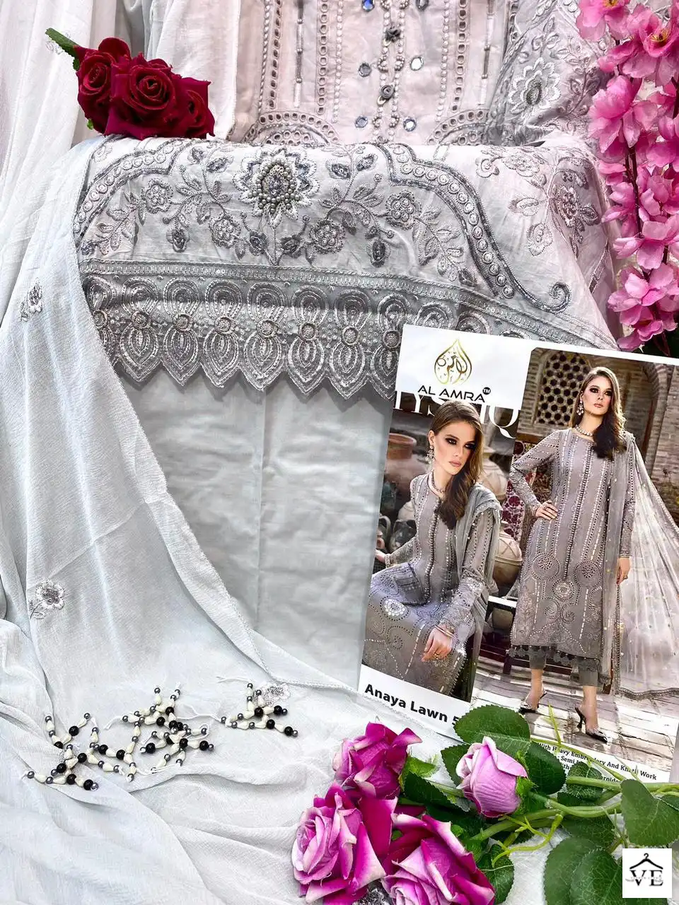 Al Amra ZF Anaya Lawn 58 Cambric Cotton Wholesale Pakistani Suit Catalog — Wholesale Salwar Suits, MPA wholesale from Surat - Gallery Image 13