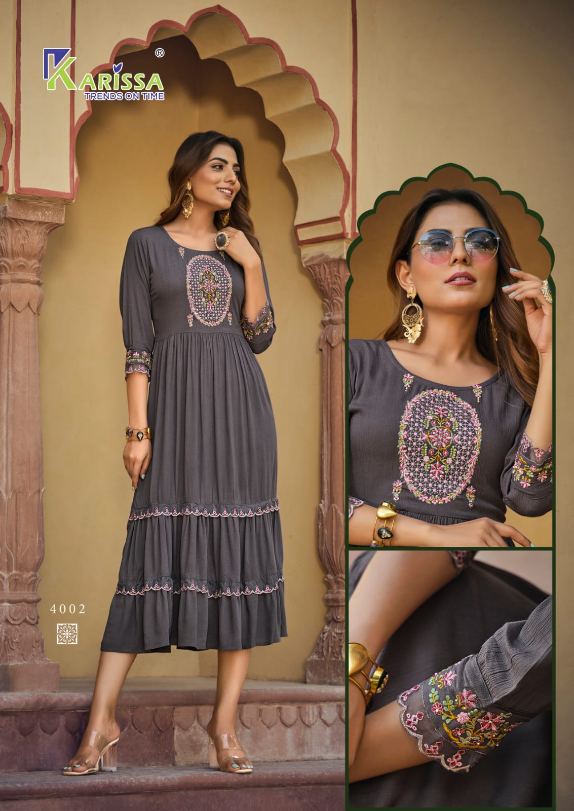 Karissa Zoya Rayon Crush Wholesale Designer Long Kurti Catalog — Wholesale Kurtis, Karissa wholesale from Surat - Gallery Image 2