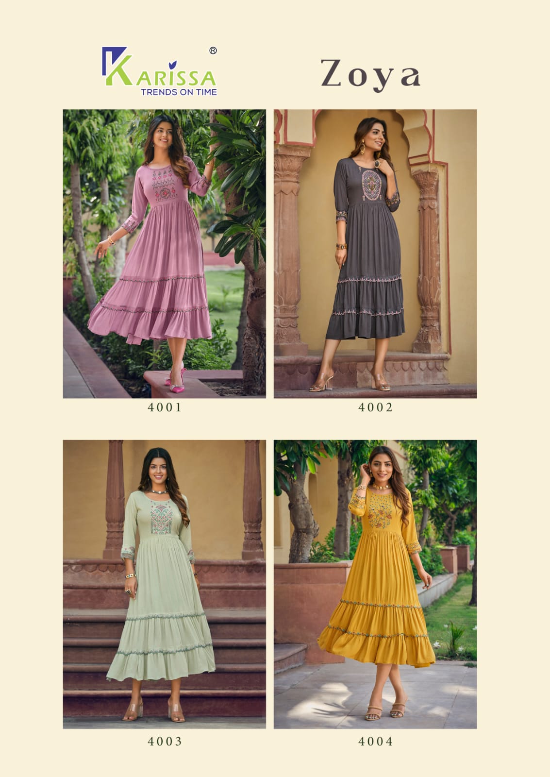 Karissa Zoya Rayon Crush Wholesale Designer Long Kurti Catalog — Wholesale Kurtis, Karissa wholesale from Surat — view 5