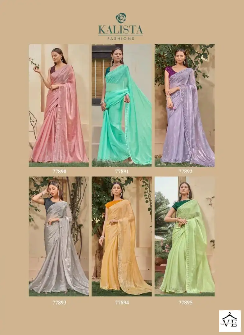 Kalista Silver Jubilee Burberry Wholesale Fancy Sarees Catalog - Image 7