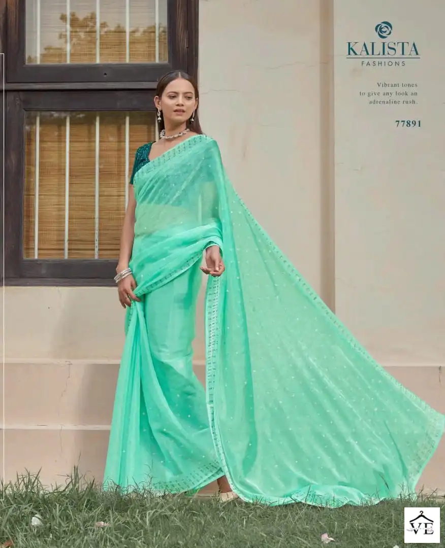 Kalista Silver Jubilee Burberry Wholesale Fancy Sarees Catalog - Image 5