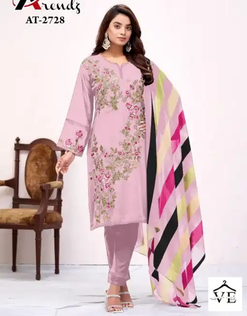 Atta Trendz 2728 Pure Georgette Wholesale Readymade Pakistani Suit Catalog — Wholesale Salwar Suits, MPA wholesale from Surat — view 1