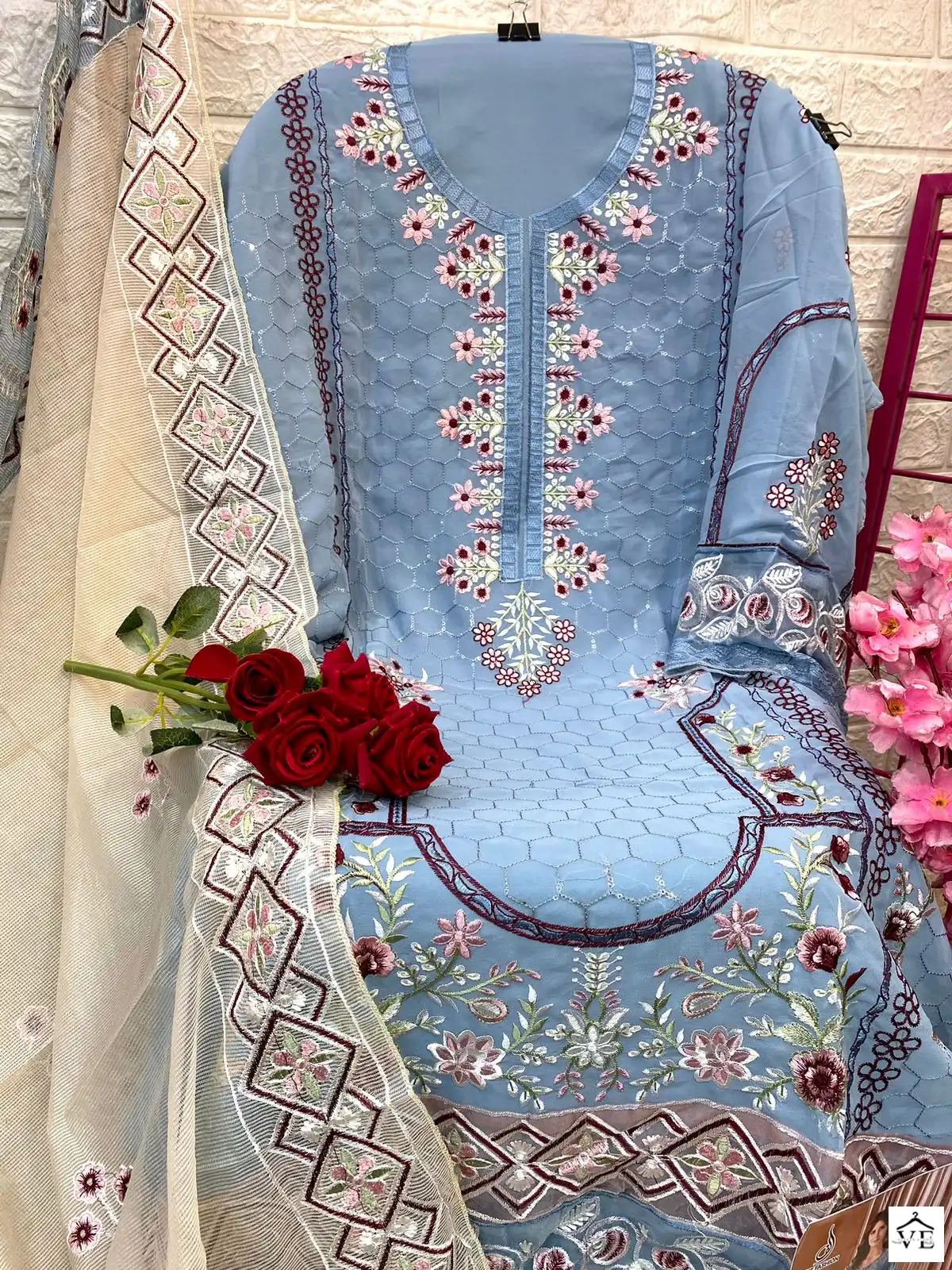 Alif Fashion A-91 Faux Georgette Wholesale Pakistani Suit — Wholesale Salwar Suits, MPA wholesale from Surat - Gallery Image 3