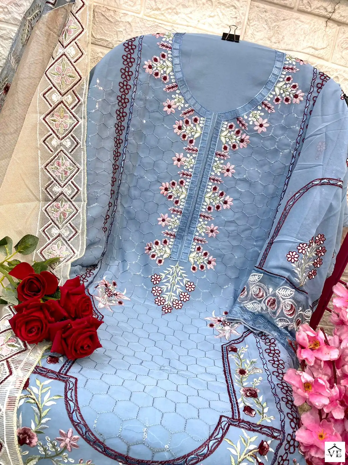 Alif Fashion A-91 Faux Georgette Wholesale Pakistani Suit — Wholesale Salwar Suits, MPA wholesale from Surat — view 5