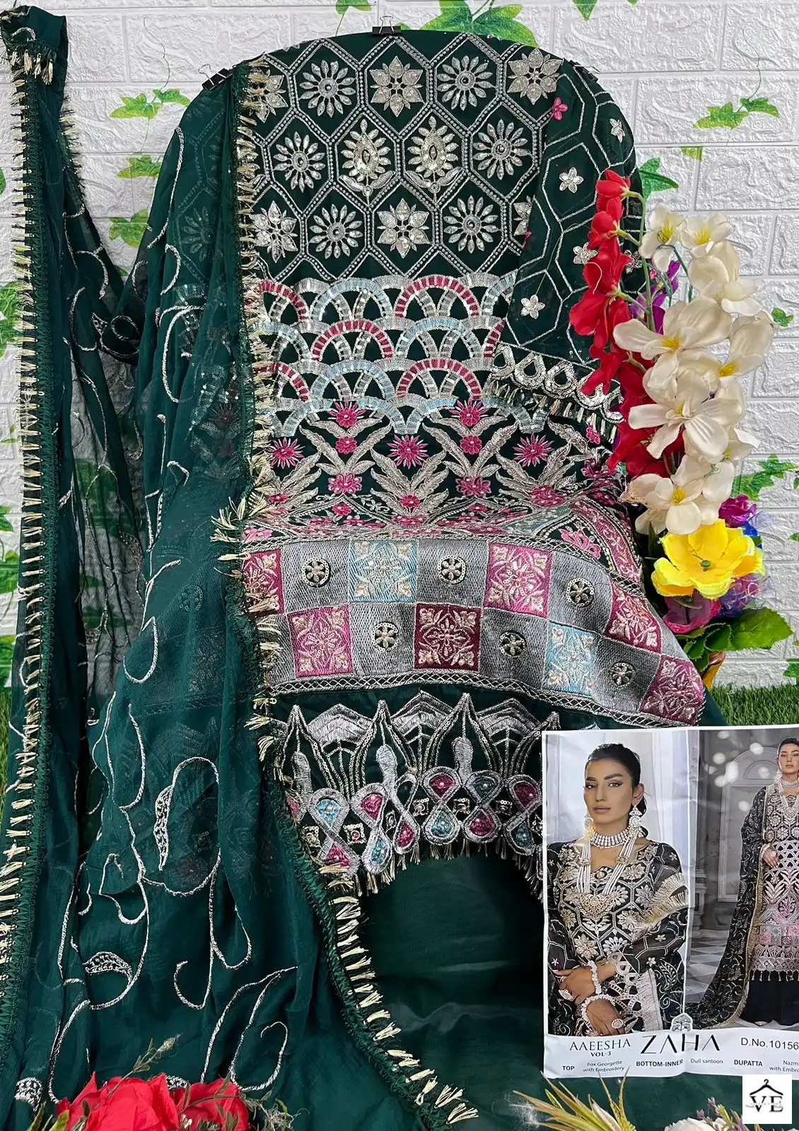 Zaha Aaeesha Vol 3-10156 Georgette Wholesale Pakistani Suit — Wholesale Salwar Suits, MPA wholesale from Surat — view 3