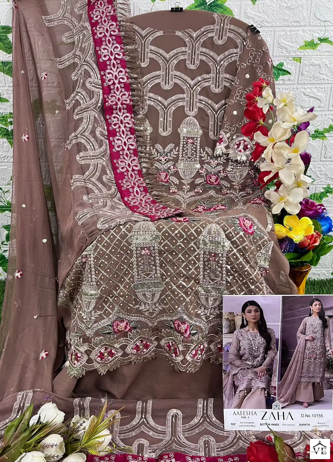Zaha Aaeesha Vol 3-10155 Georgette Wholesale Pakistani Suit — Wholesale Salwar Suits, MPA wholesale from Surat - Gallery Image 2