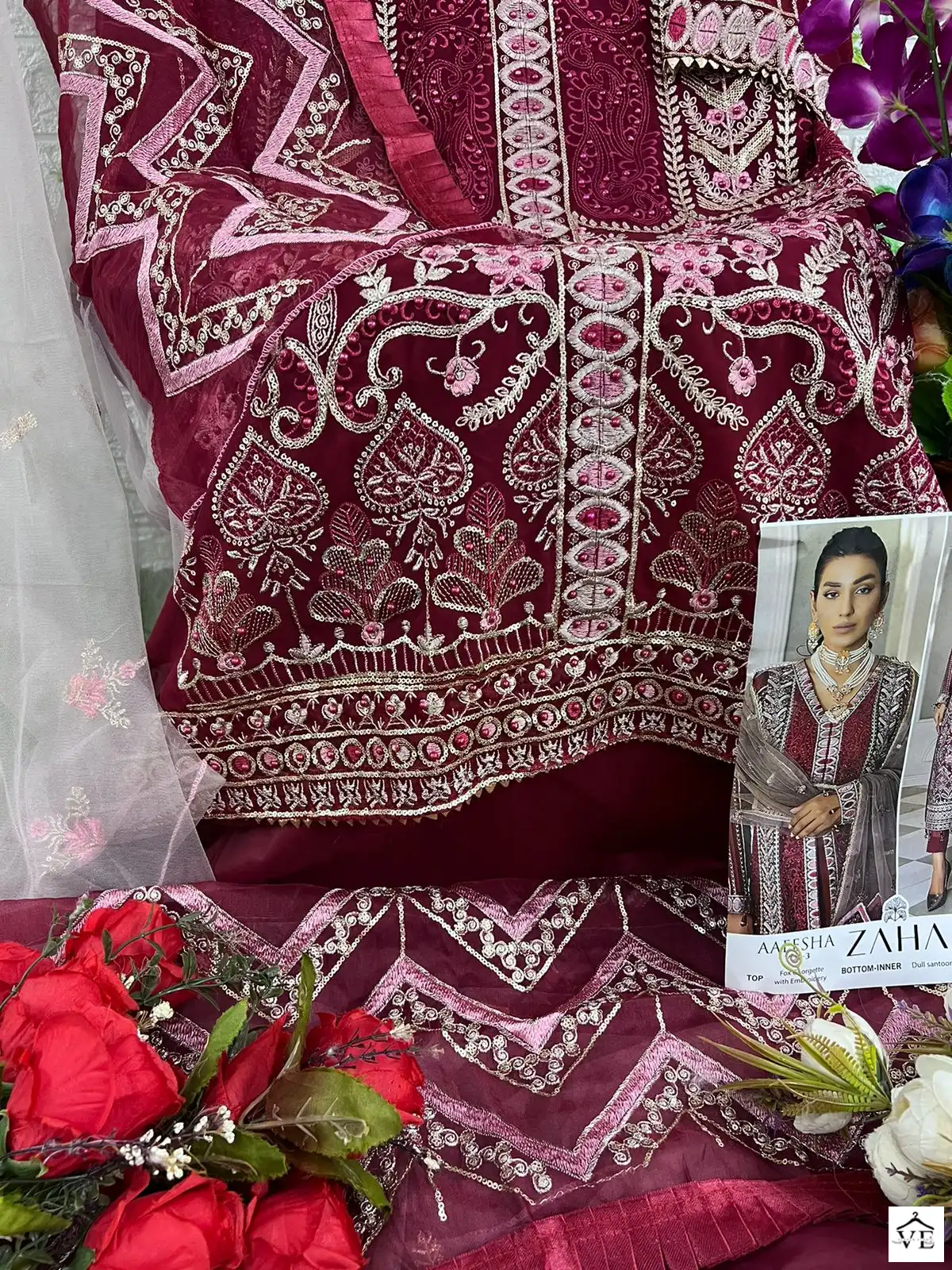 Zaha Aaeesha Vol 3-10157 Georgette Wholesale Pakistani Suit — Wholesale Salwar Suits, MPA wholesale from Surat - Gallery Image 2