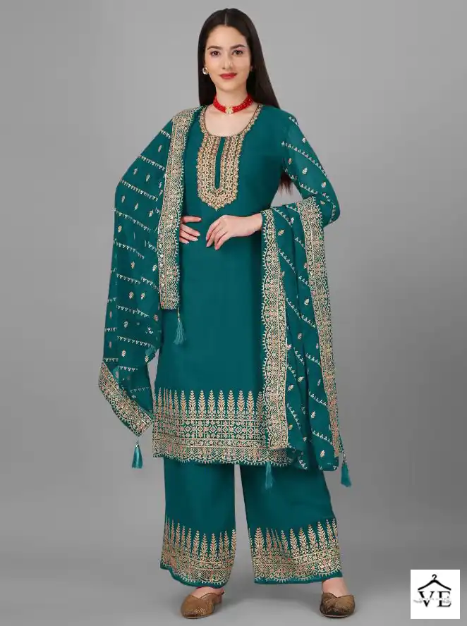 Biva Aarti Faux Georgette Wholesale Semi-Stitched Suits Catalog — Wholesale Salwar Suits, MPA wholesale from Surat — view 1